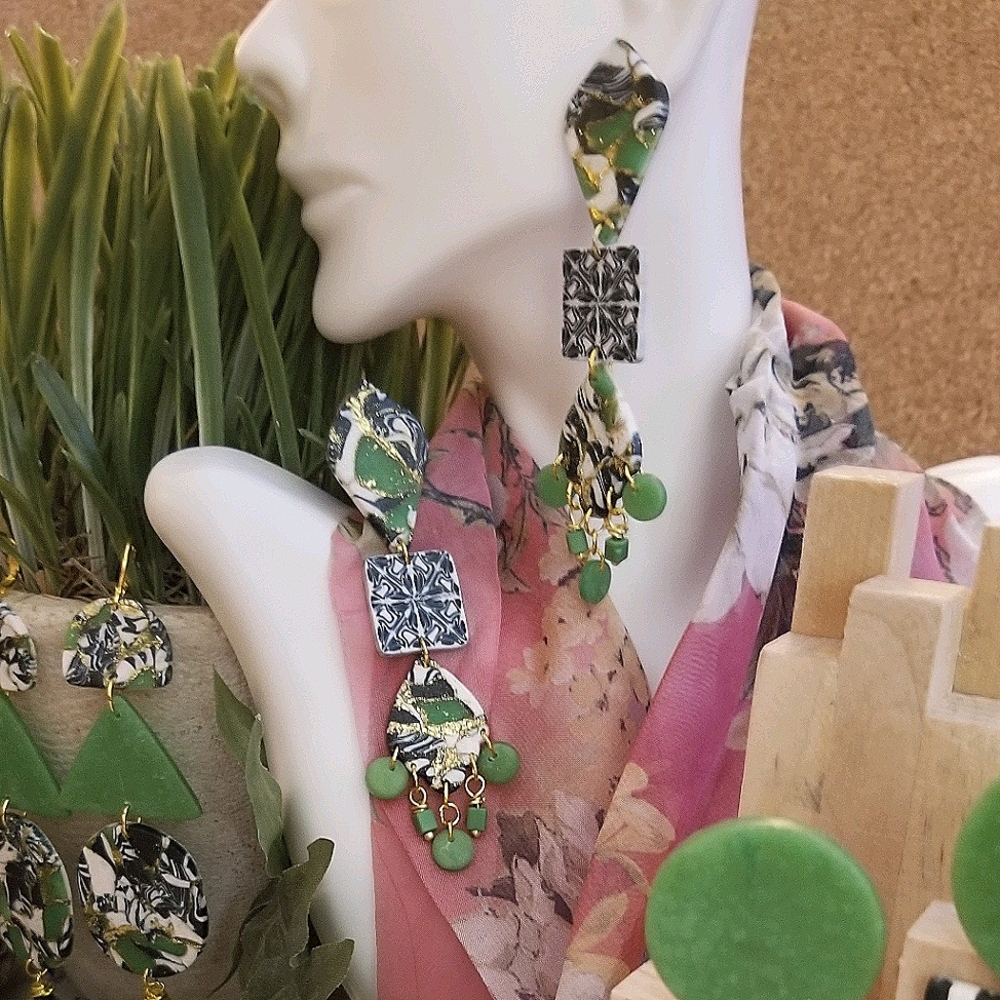 Polymer clay drop earrings